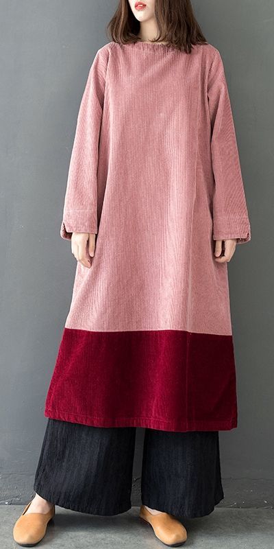 Pink Quilted Corduroy Maxi Dresses Women Spring Casual Clothes Q30018 Courdory Dress, Spring Casual Outfits, Pakistani Fashion Casual, Muslimah Dress, Modest Dresses Casual, Dress Sleeve Length, Cotton Linen Dresses, Mode Casual, Pink Dresses