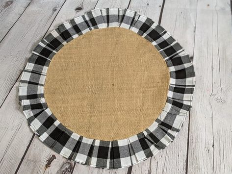 Easter Placemats Black White Buffalo Plaid Ruffled Round | Etsy Timeless Dining Table, Buffalo Check Table Runner, Farmhouse Placemats, Buffalo Plaid Table Runner, Easter Placemats, Christmas Dining Table Decor, Farmhouse Candles, Christmas Dining Table, Metal Pumpkins