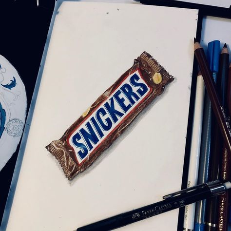 Bar Drawing, Grandpa Tattoo, Snickers Candy Bar, Snickers Candy, Snickers Bar, Pastel Painting, Tattoo Inspo, Candy Bar, Painting Ideas