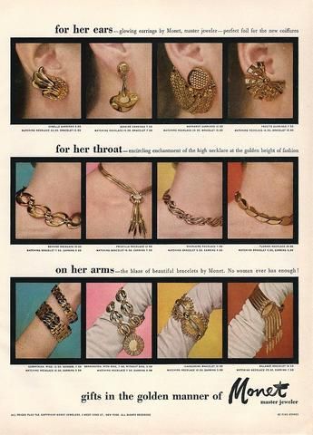 1950s Monet Jewelry Advertisement. 1950s Fashion Inspiration-Vintage Jewelry/ 1950s Fashion/ Vintage Ad. Winter Jewelry Trends-2019/2020. Add a Vintage Flare to the Trends. ==>> SEE HOW at Peppermint Twist Vintage. Vintage Jewelry/ Winter Fashion. #Jewelrytrend #Winterfashion #vintagejewelry #chunkynecklace #bracelet #1950s #1950sfashion #vintagestyle #vintagead #vintageblog #Gold Winter Jewelry Trends, Jewellery Ads, Jewelry Advertisement, Jewellery Advertising, Jewelry Advertising, Costume Jewelery, Winter Jewelry, Jewelry Ads, Monet Jewelry