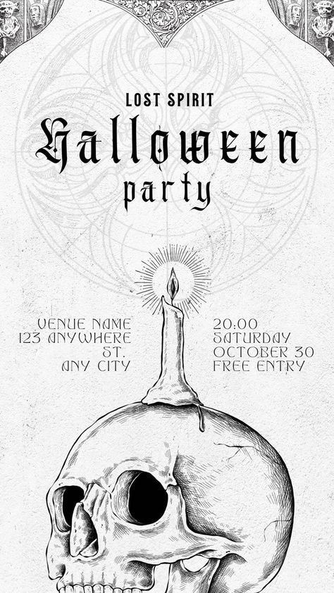 Halloween Event Poster, Cool Halloween Party, Gothic Halloween Party, Canva Halloween, Halloween Party Events, Halloween Party Poster, Gothic Medieval, Tattoo Posters, Event Template