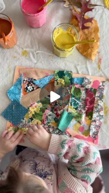 Glue Art, Color Wonder, Textiles Art, Invitation To Play, Textiles Fabric, Construction Theme, Creative Classroom, White Glue, Leftover Fabric