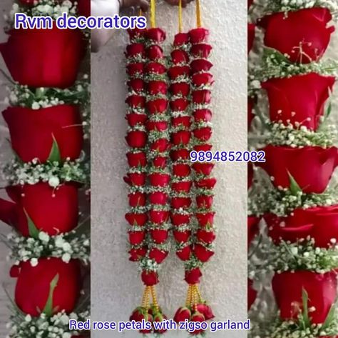 Wedding Mala Rose, Red Rose Garland, Wedding Mala, Indian Wedding Garland, Indian Wedding Flowers, Garland Wedding Decor, Fresh Flower Jewelry, Flower Garland Wedding, Sarees South Indian