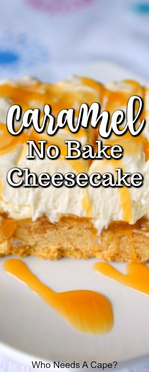 Caramel Fudge Cheesecake, No Bake Cheesecake Caramel, Carmel Desserts Easy, Quick Party Desserts Simple, Caramel No Bake Cheesecake, No Bake Winter Dessert, Fall Cheesecake Recipes No Bake, Easy Caramel Desserts Quick, Recipes With No Bake Cheesecake Filling