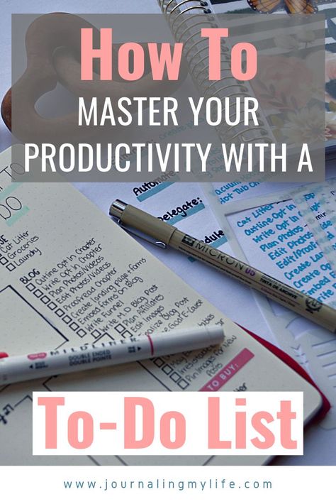 If mastering productivity is a goal for you, mastering your to-do lists can be the perfect place to start! To do lists can help you with organization, time management, and productivity, and it doesn't have to require a ton of time! Discover the steps I take to craft a to-do list that helps me accomplish more without feeling overwhelmed or burnt out in my Bullet Journal! Effective To Do List, Make A To Do List, Journal Productivity, A To Do List, Journal Tips, Journal Layouts, Work Productivity, Bullet Journal Hacks, Effective Time Management