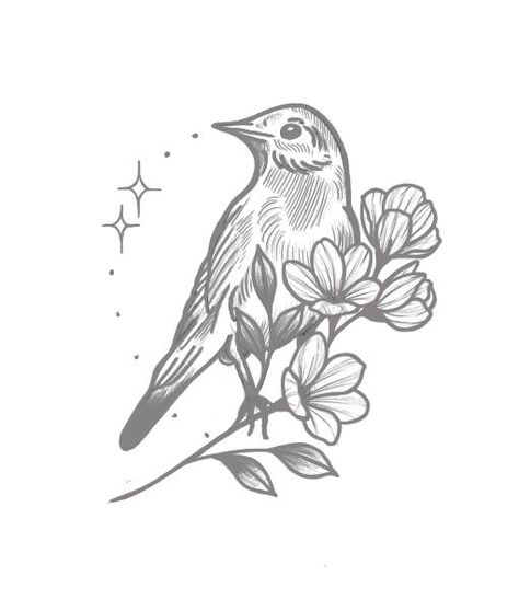 Whimsical Bird Tattoo, Bird Line Work Tattoo, Nightingale Bird Tattoo, Nightingale Tattoo Minimalist, Nightingale Illustration, Nightingale Drawing, Nightingale Tattoo, Classic Style Tattoo, Nightingale Bird