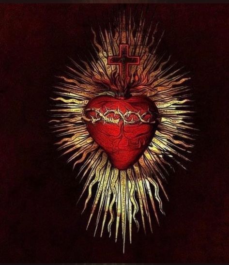 Sacred Heart Art, Sao Bento, Sacred Heart Tattoos, Catholic Pictures, Sacred Hearts, Catholic Images, Religious Images, Mary And Jesus, Heart Of Jesus