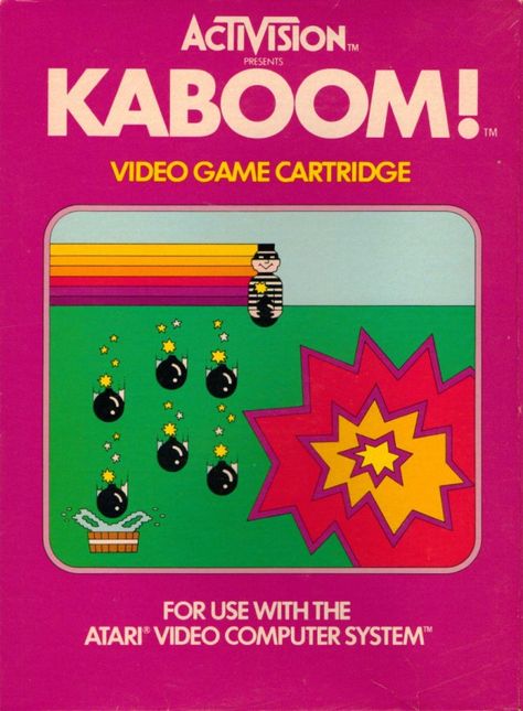 Les "Atari 2600 Rainbow Boxes" d'Activision - Kaboom! - 1981 Arcade Art, Atari Video Games, Atari 2600 Games, Atari Games, Console Games, Virtual Boy, All Video Games, Video Game Systems, Vintage Video Games