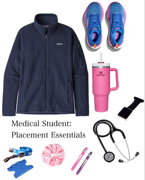 Medical student placement essentials Doctor Essentials, Healthcare Aesthetic, Pediatric Scrubs, Scrubs Fashion, Paramedic Student, Medical Receptionist, Medical Scrubs Fashion, Medical Assistant Student, Health Care Assistant