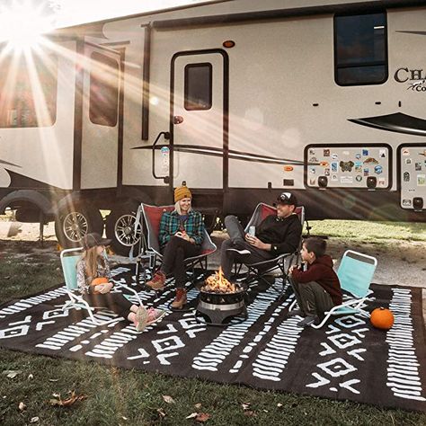 Amazon.com: Glamplife RV Mat - Waterproof RV Rug - Camping Rugs for Outside Your RV - 9 x 12 Black and White Farmhouse Buffalo Plaid Rug- Recycled Reversible mats - Large Area Rug- Durable Beautiful Sustainable: Garden & Outdoor Small Camper Interior, Waterproof Outdoor Rugs, Large Outdoor Rugs, Traveling Family, Camping Rug, Diy Camper Remodel, Rv Homes, Travel Trailer Remodel, Small Campers