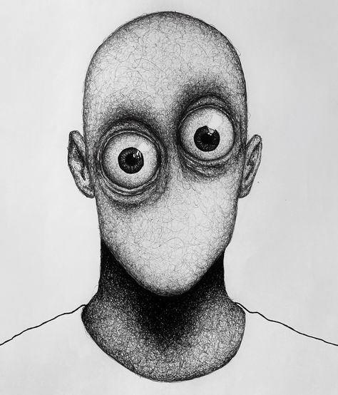 feels Surreal Self Portrait Drawing, Crazy Art Drawings, Inktober Portrait, Crazy Artwork, Surreal Drawing, Scary Paintings, Zombie Drawings, Surrealism Drawing, Monster Sketch