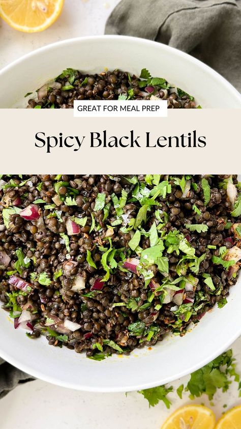 spicy black lentils in a bowl with cilantro on top Lentil Recipes Healthy, Lentil Recipe, Lentils Recipe, Lentils Vegan, Lentil Salad Recipes, Lentils And Quinoa, Lenten Recipes, Lentil Dahl, Plane Food