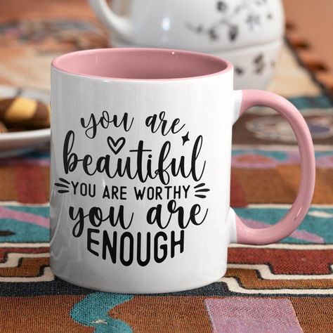 Inspirational Mugs, Christian Mugs, Christian Affirmations, Coffee Mug Quotes, Gifts For Pastors, Tassen Design, Premium Coffee, You Are Worthy, You Are Enough