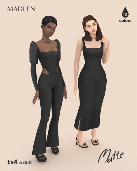 A direct link to the pictured custom content made by Madlen! #thesims4 #thesims #thesims4cc #sims4cc #simscustomcontent #sims4customcontent #sims4customcontent Matte Dress, The Sims 4 Packs, Tumblr Sims 4, Sims 4 Cc Folder, Casas The Sims 4, Sims 4 Dresses, Sims 4 Characters, Sims 4 Toddler, Sims4 Clothes