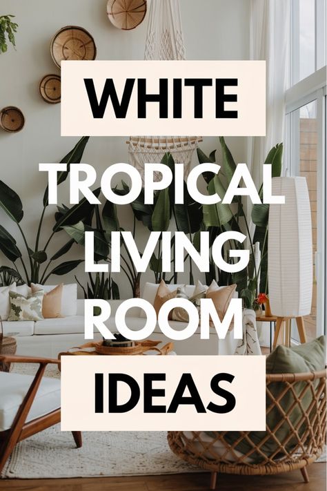 If you're looking to bring a touch of paradise into your home, explore these stunning white tropical living room ideas that will make you feel like you're on vacation all year round. Embrace the tranquility and freshness of a tropical oasis with bright whites, lush greenery, and natural textures that create a serene and inviting space. Incorporate elements such as bamboo accents, rattan furniture, leafy plants, and ocean-inspired decor to achieve the perfect exotic retreat right in your living r Boho Tropical Living Room, Tropical Beach House Decor, Modern Tropical House Interior, Tropical Living Rooms, Modern British Colonial Style, Tropical Houses Interior, British Colonial Living Room, Tropical Living Room Ideas, Modern British Colonial