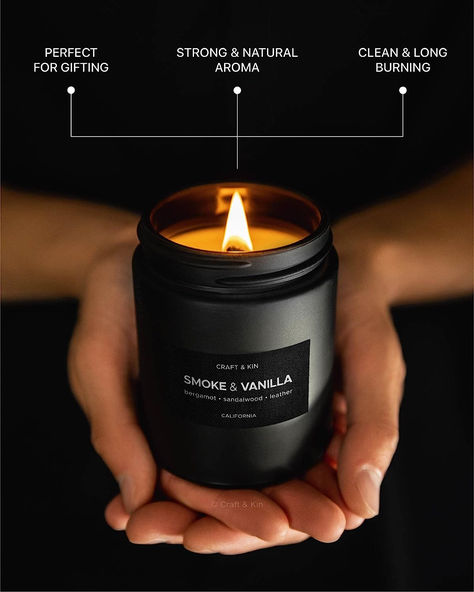 Summer Candles Clearance, Wood Wicked Candle | Soy Candles for Home Scented | Vanilla Candle in Black Jar Candles For Men, Masculine Candle, Wood Scented Candles, Candles Long, Natural Candle Scents, Man Candle, Fall Candle Scents, Christmas Scented Candles, Long Lasting Candles