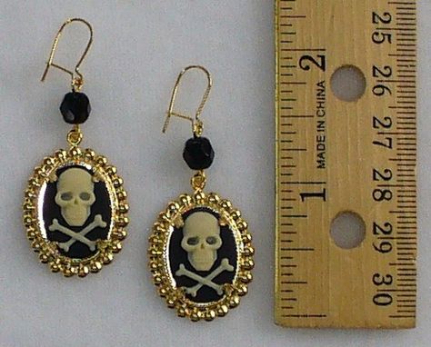 Sapphire & Sage - Renaissance Medieval Earrings Collection Pirate Earrings, Medieval Earrings, Pirate Skull And Crossbones, Portrait Jewelry, Pirates Life, Cameo Earrings, Gothic Victorian, Pirate Skull, Wedding Jewelry Earrings