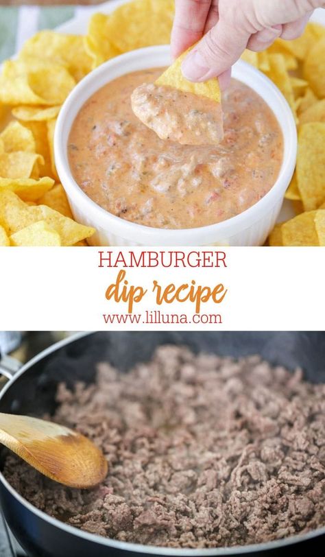 Puke Dip Recipe, Hamburger Dip With Cream Cheese, Taco Dip With Hamburger, Hamburger Taco Dip, Hamburger Dip Recipes, Hamburger Cheese Dip, Hamburger Cheese Dips, Hamburger Dip, Crockpot Dips