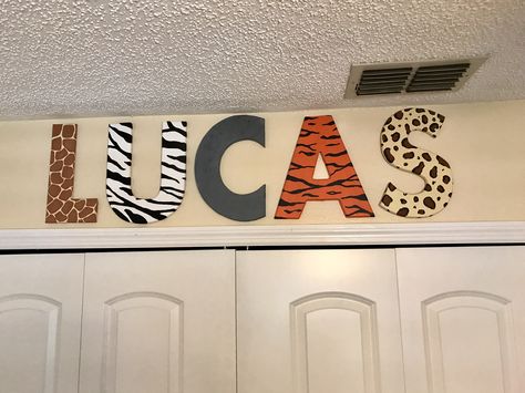 Safari Name Letters, Safari Letters, Baby Name Letters, Mom Checklist, Safari Room, Jungle Painting, Name Paintings, Jungle Nursery Decor, Painting Wooden Letters