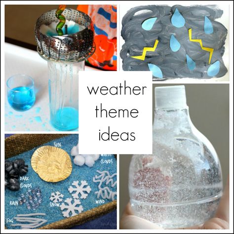 I love this list of activities for a preschool weather theme! 21 hands-on ideas to try with the kids! Weather Theme Decorations, Weather Birthday Party Ideas, Preschool Weather Theme, Weather Activities For Preschool, Weather Party, Preschool Family, Dramatic Play Themes, Lesson Plan Ideas, Preschool Weather