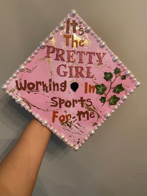 College Cap Decorations, Creative Graduation Caps, College Grad Cap Ideas, High School Graduation Cap, Grad Caps, Sports Marketing, Graduation Cap Designs, Graduation Caps, Graduation Cap Decoration