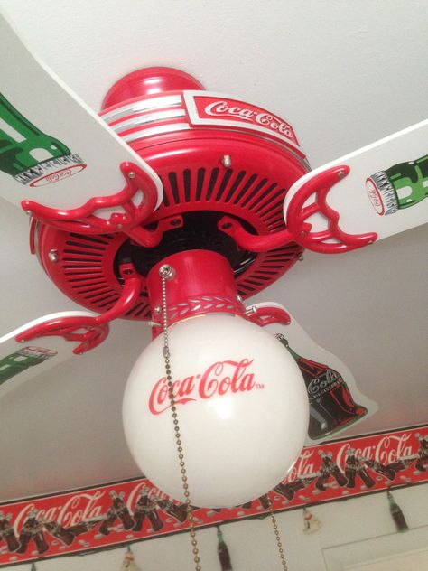 Coca Cola Lighted Ceiling Fan - Orin's Attic Estate Sale Room Jewelry, Fan Wallpaper, Coca Cola Merchandise, John Pemberton, Coca Cola Poster, Coca Cola Light, Coca Cola Kitchen, Coke Collectibles, Coca Cola Decor