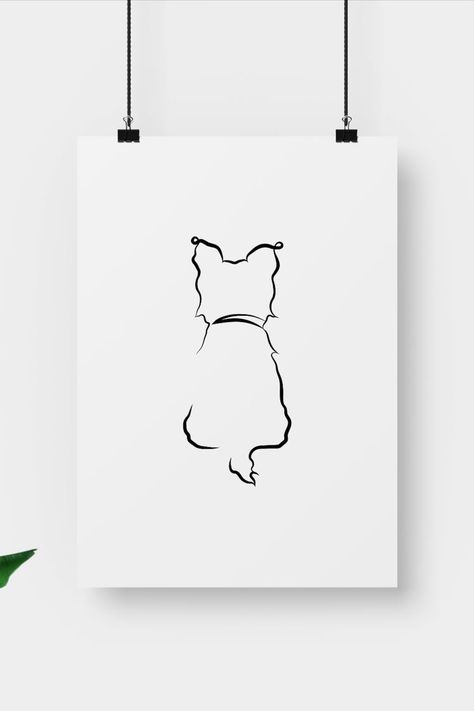 Tattoos Line Art, Yorkie Painting, Yorkie Art, Small Dog Tattoos, One Line Tattoo, Dog Memorial Tattoos, Dog Outline, Christian Sleeve Tattoo, Meaningful Tattoo Quotes