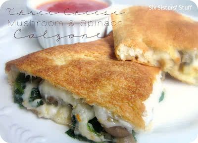 Three Cheese Mushroom and Spinach Calzone Recipe | Six Sisters' Stuff Spinach Calzone Recipe, Spinach Calzone, Dinner Tomorrow, Calzone Recipe, Mushroom Spinach, Spinach Ricotta, Crescent Dough, Three Cheese, Artichoke Hearts