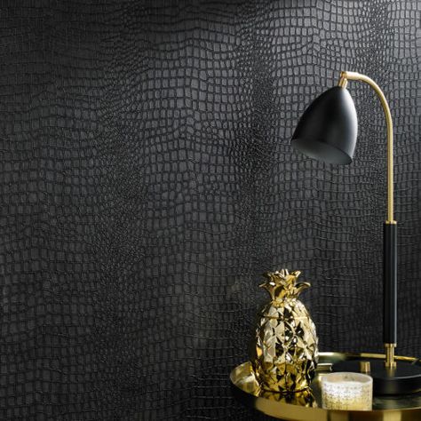 Crocodile Wallpaper, Where To Buy Wallpaper, Glamorous Room, Look Wallpaper, Wallpaper Accent Wall, Graham & Brown, Brown Wallpaper, Black Wall, Wallpaper Online