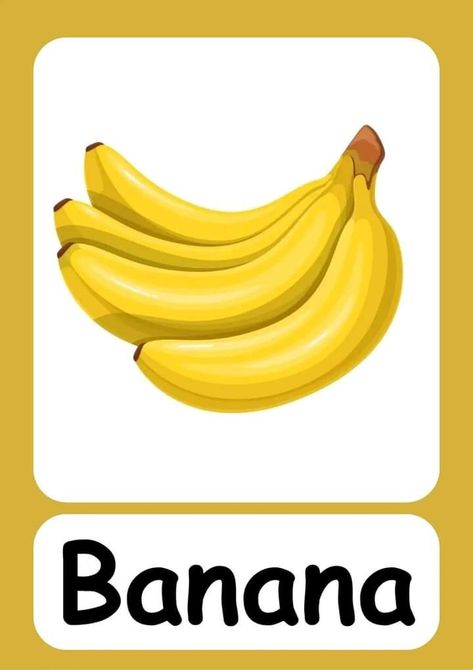 Banana Worksheet, Fruits Flashcards For Kids, Toddler Color Learning, Fruits Flashcards, Company Of Heroes 2, Alphabet Flash Cards Printable, Classroom Goals, Fruit Names, Instagram Branding Design