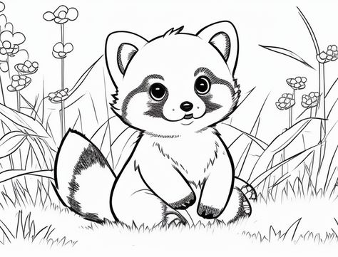 illustration of Cute and playful red panda Red Panda Cartoon Drawing, Red Panda Tattoo Black And White, Panda Colouring Pages, Red Panda Coloring Page, Red Panda Sleeping Drawing, Panda Coloring Pages, Wood Wall Art Diy, Safari Adventure, Red Panda