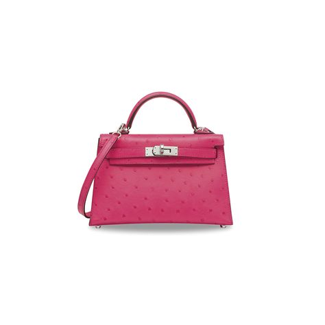 A ROSE TYRIEN OSTRICH MINI KELLY 20 II WITH PALLADIUM HARDWARE | HERMÈS, 2018 | 20th Century, bags | Christie's Mini Kelly, Hermes Kelly Bag, Colorful Handbags, Stylish Purse, Woven Handbags, Perfect Handbag, Kelly Bag, Luxury Purses, Birkin 25