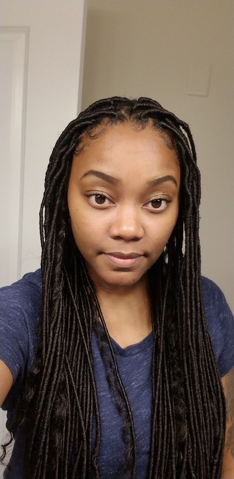 Mini Faux Locs, Small Faux Locs Long, Megan Good Faux Locs, Small Faux Locs, Straight Faux Locs, Crochet Goddess Faux Locs, Loc Method Natural Hair, Faux Locs Styles, Dreadlocks Hairstyles