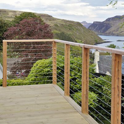 Patio Balustrade Ideas, Decking Balcony, Wire Balustrade, Stainless Steel Balustrade, Laying Decking, Railings Outdoor, Steel Deck, Cable Railing, House Deck