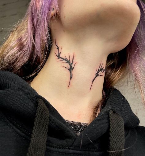 Thorn Neck Tattoo, Thorns Tattoo, Plant Tattoos, Thorn Tattoo, Plant Tattoo, Ink Ideas, Tattoo Inspo, Neck Tattoo, Tattoo On