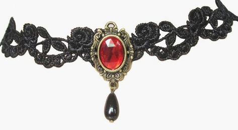 Vampire Choker, Red And Black Necklace, Masquerade Ideas, Goth Choker Necklaces, Fancy Necklaces, Halloween Costume Jewelry, Dark Side Of The Force, Black Lace Choker Necklace, Clue Party