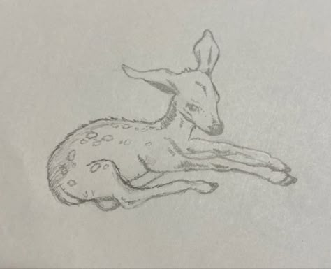 Deer Tattoo Coquette, Fawn Drawing Sketches, Tattoos For Sensitive People, Story Book Tattoo, Fawn Sketch, Fawn Drawing, Dear Drawing, Baby Deer Tattoo, Deer Drawings