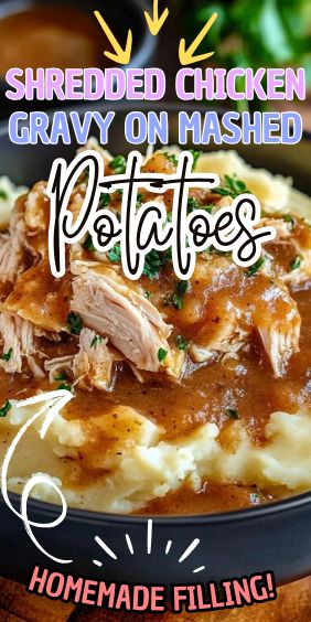 Crockpot Chicken And Mashed Potatoes, Shredded Chicken With Gravy, Turkey And Gravy Over Mashed Potatoes, Shredded Chicken Over Mashed Potatoes, Shredded Chicken Gravy Mashed Potatoes, Chicken Mashed Potatoes And Gravy, Chicken And Gravy Over Mashed Potatoes, Chicken Breast And Mashed Potatoes, Chicken And Mashed Potatoes Recipes