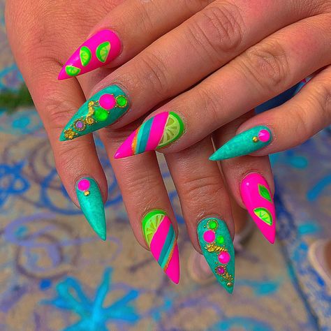 Tequila Nails, Sick Girl, Fruit Nail Art, Acrylic Nail Set, Girl Nails, Ballerina Nails, Girls Nails, Nail Pro, French Tip Nails