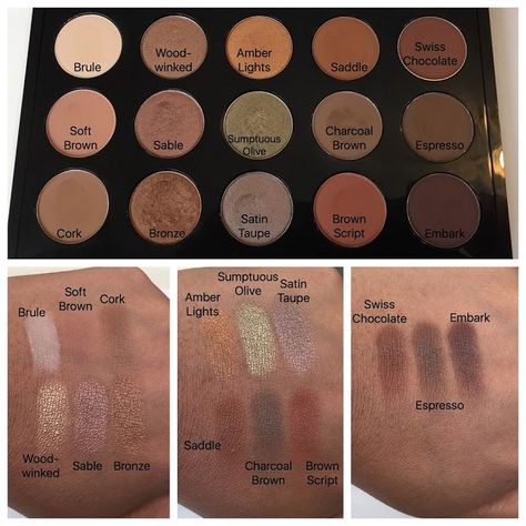 Mac Eyeshadow Swatches, Mac Makeup Eyeshadow, Eyeshadow Swatches, Bronze Eyeshadow, Brand Makeup, Cute Eyeshadow Looks, Eyeshadow For Blue Eyes, Swiss Chocolate, Dark Eyeshadow