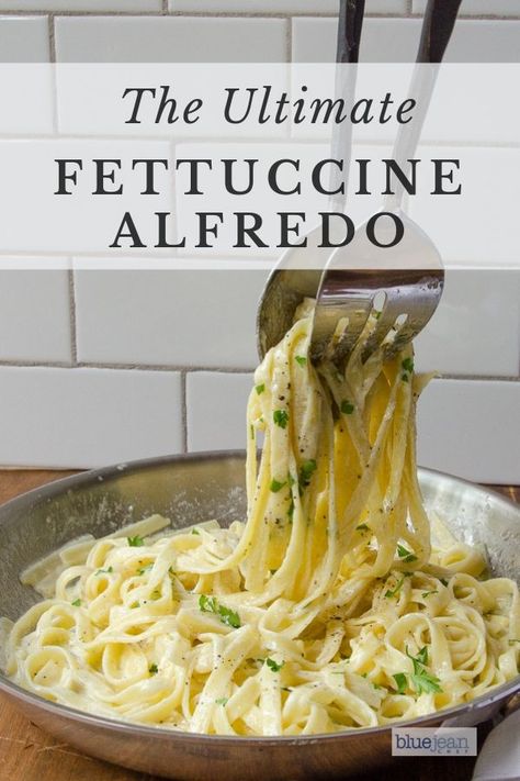 Try this easy recipe for Fettuccine Alfredo and you will be amazed with the results. So quick and simple to make and only has a few ingredients. Add some cooked chicken or spinach and make you own creation with this basic creamy alfredo sauce. Watch ther Easy Pasta Recipes Quick, Alfredo Sauce Recipe Easy, Creamy Alfredo Sauce, Blue Jean Chef, Pastas Recipes, Fettuccine Alfredo Recipes, Alfredo Sauce Recipe, Alfredo Recipe, Fettuccine Alfredo