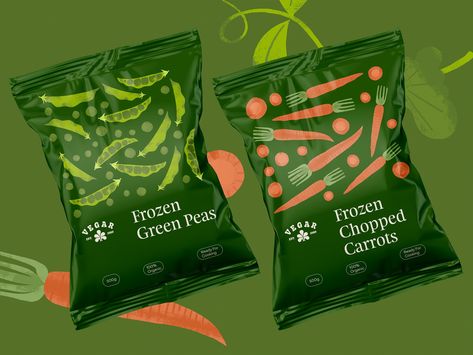 Frozen Vegetables Packaging Design by tubik.arts on Dribbble Vegetables Packaging, Frozen Food Packaging, Vegetable Packaging, Ux Design Process, Web Design Examples, Identity Design Inspiration, Marketing Graphics, Logo Design Process, Design Career