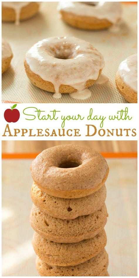 This Applesauce Donut Recipe is low in fat and big in flavor. Treat yourself to these easy doughnuts for breakfast! Easy Doughnuts, Mini Donut Recipes, Today Recipes, Homemade Donuts Recipe, Baked Doughnuts, Baked Donut Recipes, Donut Maker, Apple Sauce Recipes, Donut Recipe