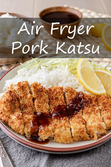 Pork Katsu, Pork Cutlet Recipes, Katsu Recipes, Air Fryer Recipes Appetizers, Air Fryer Pork, Air Fryer Food, Pork Cutlets, Airfryer Recipes, Savory Sauce