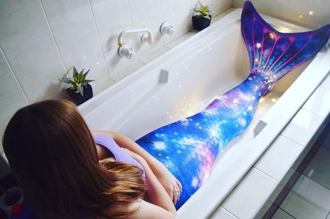 bathing in the stars ✨ forgot i had this pic!! 📸 @mermaid_shelly 🐚 🌊 🌊 🌊 #finfun #finfunmermaid #lunartide #spacetail #galaxytail… Lunar Tide, Fin Fun Mermaid, Fin Fun, In The Stars, Wisteria, The Little Mermaid, Mermaid, Stars, Quick Saves