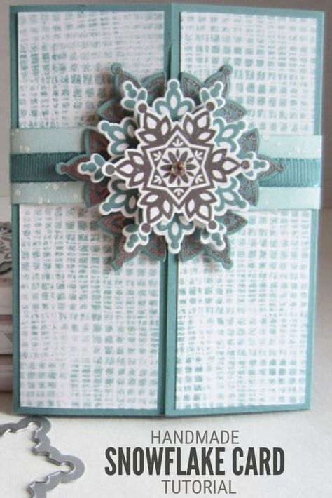 Create DIY Snowflake Cards to give your friends and family for the holidays! Click here for the tutorial to make handmade Christmas Cards. #thecraftyblogstalker #snowflakecard #christmascards #handmadechristmascard #cardmaking #papercrafts Snowflake Cards Handmade, Diy Snowflake, Christmas Card Tutorials, Snowflake Craft, Gatefold Cards, Snow Flakes Diy, Snowflake Cards, Handmade Inspiration, Create Diy