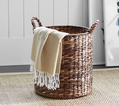 Havana Tote Basket | Pottery Barn Woven Basket Decor, Baby Toy Storage, Floor Baskets, Basket Decor, Decorative Storage Baskets, Lidded Baskets, Seagrass Basket, Basket Tote, Woven Basket