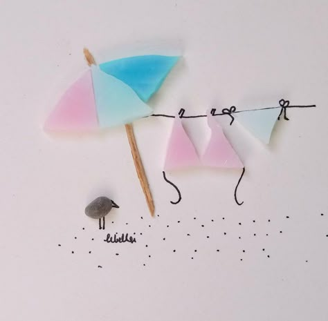 Seaglass Art Ideas, Flamingo Diy, Sea Glass Art Ideas, Seaglass Crafts, Sea Glass Diy, Sea Glass Artwork, Glass Art Diy, Sea Glass Projects, Sea Glass Art Diy