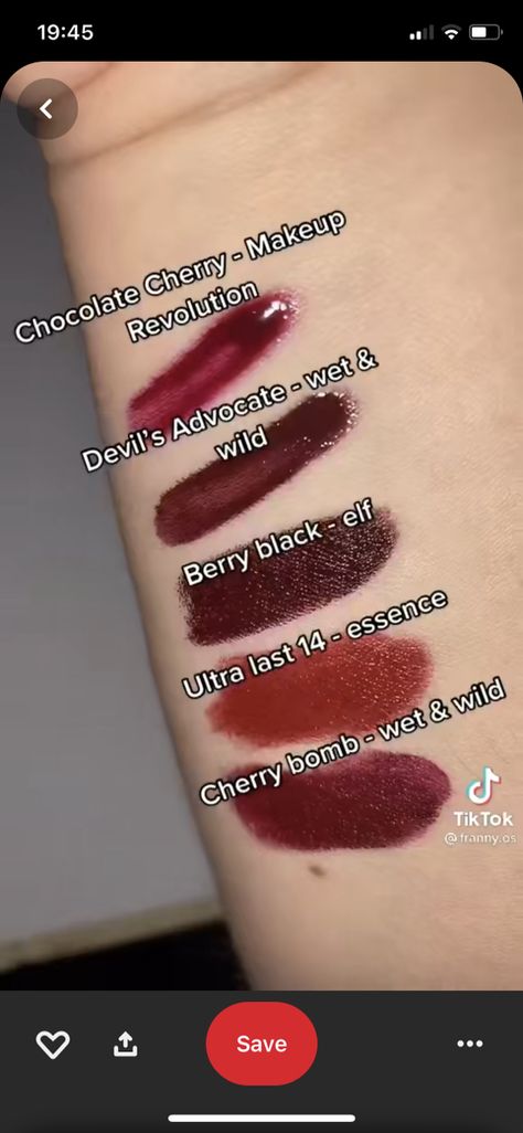 Dark Cherry Lip Combo, Cherry Lip Products, Dark Cherry Lipstick, Dark Cherry Lips, Cherry Makeup Aesthetic, Black Cherry Makeup, Cherry Cola Lips, Cherry Red Makeup, Cherry Makeup Look