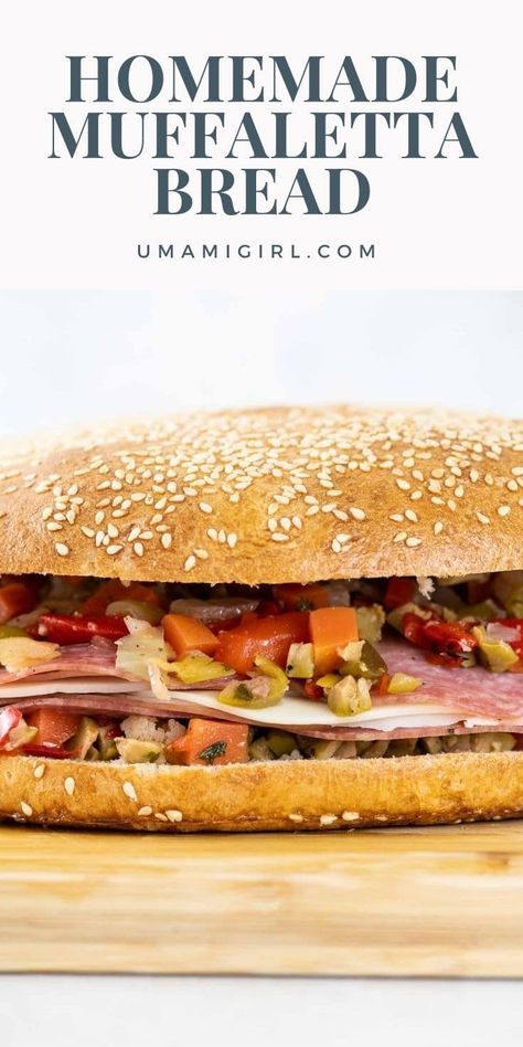 Muffaletta Bread, Muffaletta Recipe, Muffuletta Recipe, Muffaletta Sandwich, Muffuletta Sandwich, Creole Cooking, Breads & Buns, Bread Maker, Sandwich Bread